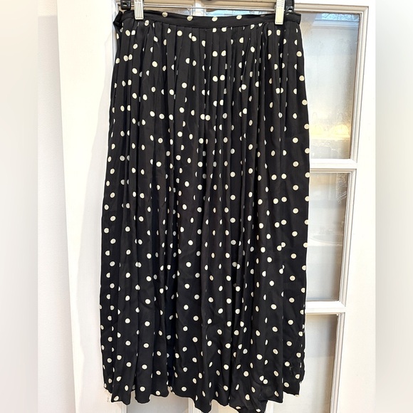 Vintage Jones New York Navy Polka Dot A-Line Midi Skirt Size 12 Pinup Rockabily - Picture 2 of 8